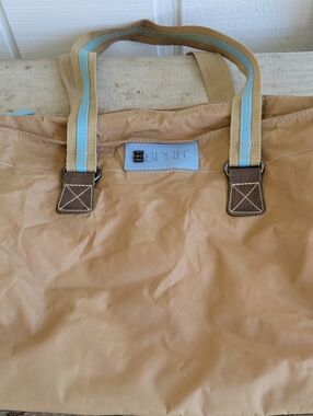 Esprit Tan Duffel Bag with Light Blue Trim